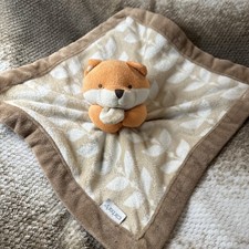 Carter  s Plush Fox Lovey Security Baby Blanket Tan with White Leaves Lovey