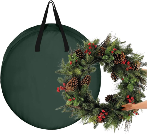 Christmas Wreath Storage Bag,25Inch Xmas Wreath Storage Container Heavy Duty Oxf