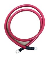 4 AWG Copper 3' Red Battery Cable 3/8"  1/4" Lugs Wire Marine Inverter RV