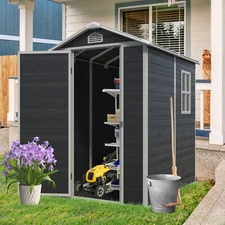 4x6 FT Outdoor Resin Storage Shed Plastic TOOL Shed with floor for garden