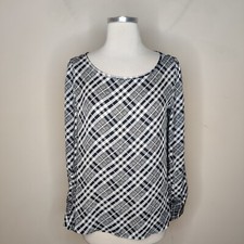 Express Plaid Blouse Top Small Womens Chiffon...