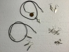 UNIQUE LUCKY  DRAGONFLY- INDIAN ARROWHEAD- BULLET DANGLE EARRINGS