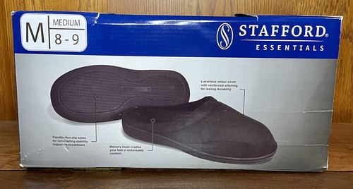 Stafford Memory Foam Black House Shoes 