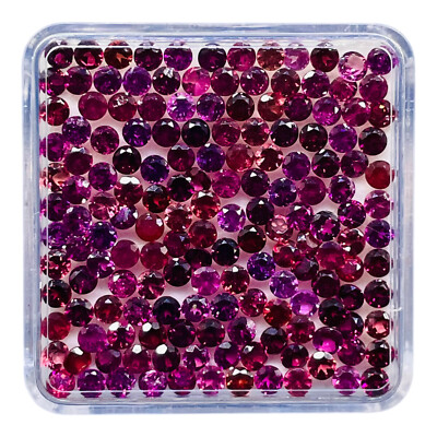 200 Pcs Natural Rhodolite Garnet 2.7mm Round Cut Loose Untreated Gemstones Lot