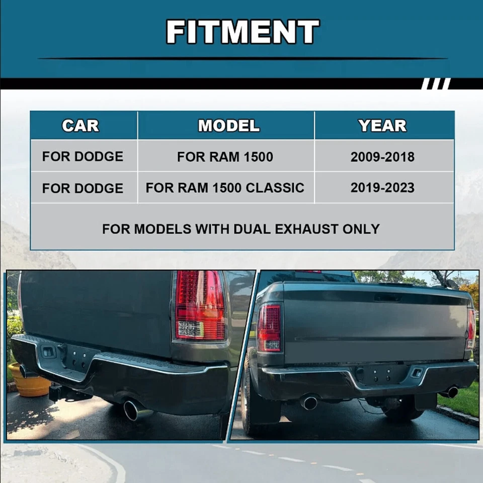 For Dodge RAM 1500 2009-2018 Rear Bumper Assembly Black w/o Sensor Holes - Imagem 2 de 4