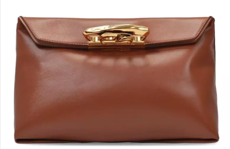 ALEXANDER MCQUEEN 631865 SCULPTURAL POUCH BROWN | eBay