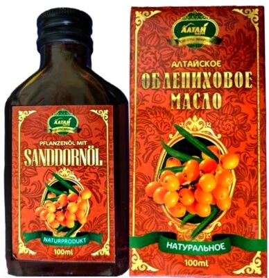 UNKURI SanddornÖl 100ml, Glasflasche, Altai Premiun, 100% Natürlich, kaltgepresst