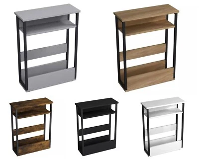 3 Tier Bedside Sofa End Table Slim Nightstand with Magazine Storage Shelf Rack