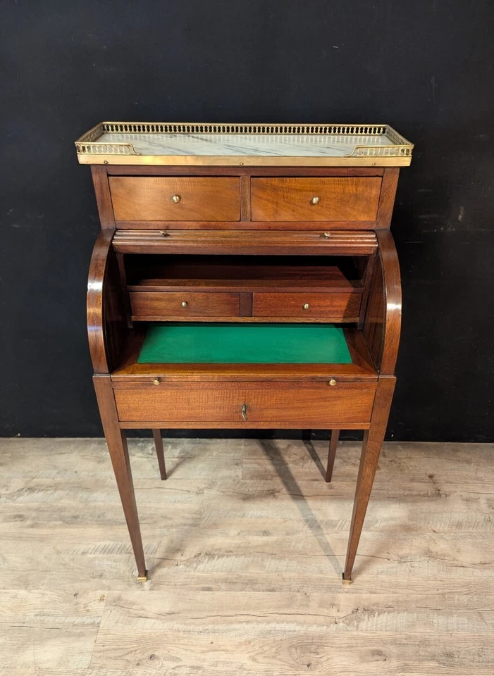 Bureau à cylindre de style Louis XVI en acajou - Photo 4/4