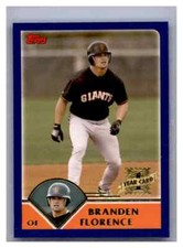 2003 Topps Traded & Rookies - [Base] #T273 - Branden Florence Baseball Card