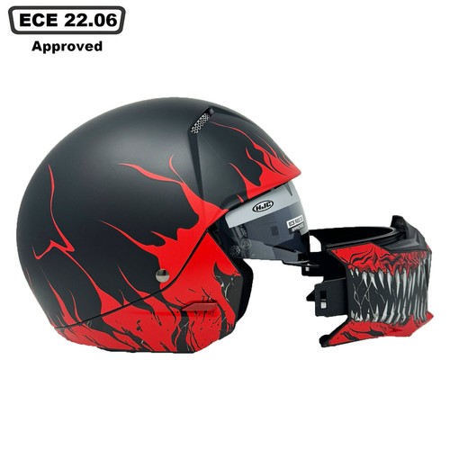 HJC I20 Scraw Convertible Motorcycle Streetfighter Helmet Skull Open Face Mask - Picture 8 of 13