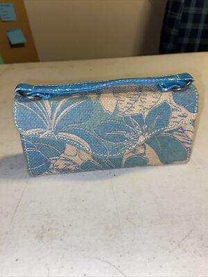 Wallet Clutch Hard Case Blue Flowers Coin Purse