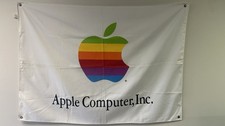 Vintage Apple Computer Inc Rainbow Logo Banner Flag 48x34 USA Made Rare