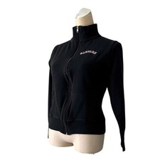 Harvard Zip Up Sweatshirt Jacket U-Trau Made USA Y2K Women Medium READ Black