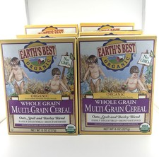 Lot of 6 Earth's Best Organic Whole Multi-Grain Oat,Spelt Barley Baby Cereal 8oz
