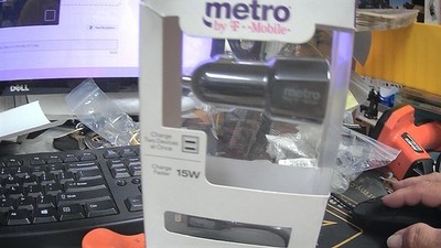 Metro By Tmobile Dual Port Car Charger w/Data and Sync Cable For IPHONE 4FT CABL