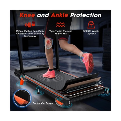 Folding 3 in 1 Walking Pad Treadmill with Handle Bar & Incline, 300 lb Capaci... - Picture 8 of 8