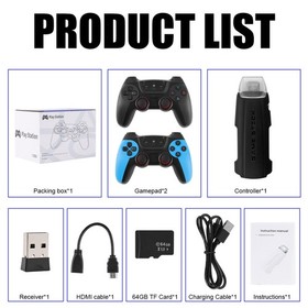Retro 4K Game Stick 30000+ Games 50 Emulators PS1 N64 DC 2 Wireless Controllers