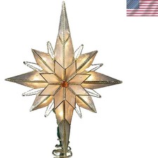 Christmas Star Treetop 10 LED Lights Capiz Metal Decorative Tree Topper