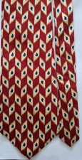 Perry Ellis Portfolio Necktie Silk Made In USA Red Geometric 4" X 58" Tux Suit