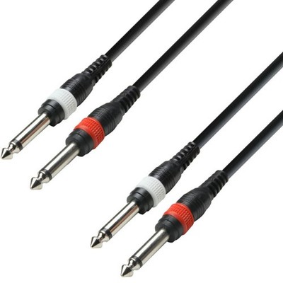 Adam Hall 3 Star Series 1m 2x 6,3mm Klinke Mono auf 2x 6,3mm Klinke Mono Audiokabel