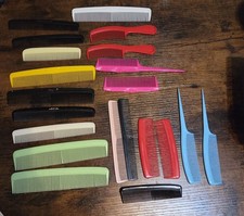 Vintage Hair Combs Lot of 22 Nylon Plastic Colorful Vanity