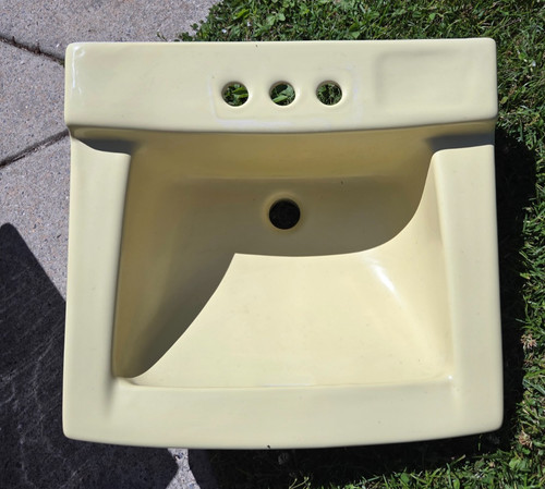 VINTAGE PORCELAIN AMERICAN STANDARD YELLOW BATHROOM SINK