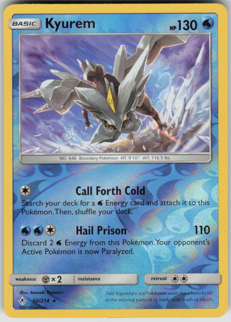 Pokemon Kyurem Holo Rare SM - Unbroken Bonds 50/214 NM