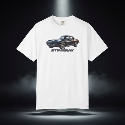 C2 Stingray Classic Black Coupe Side Pipes Chrome Script Unisex T-Shirt