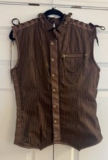 Stripe Corset Vest Waistcoat Steampunk Gothic Victorian Men's Large