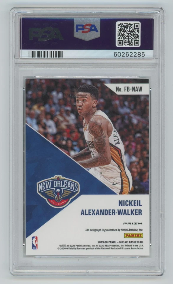 2019-20 Panini Mosaic Fast Break Autographs psa9 Nickeil Alexander-Walker Rookie - Image 2 of 2