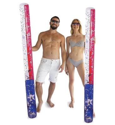 POZA Texas Flag Inflatable Pool Float - Sparkly Confetti-Filled Swim Ring for