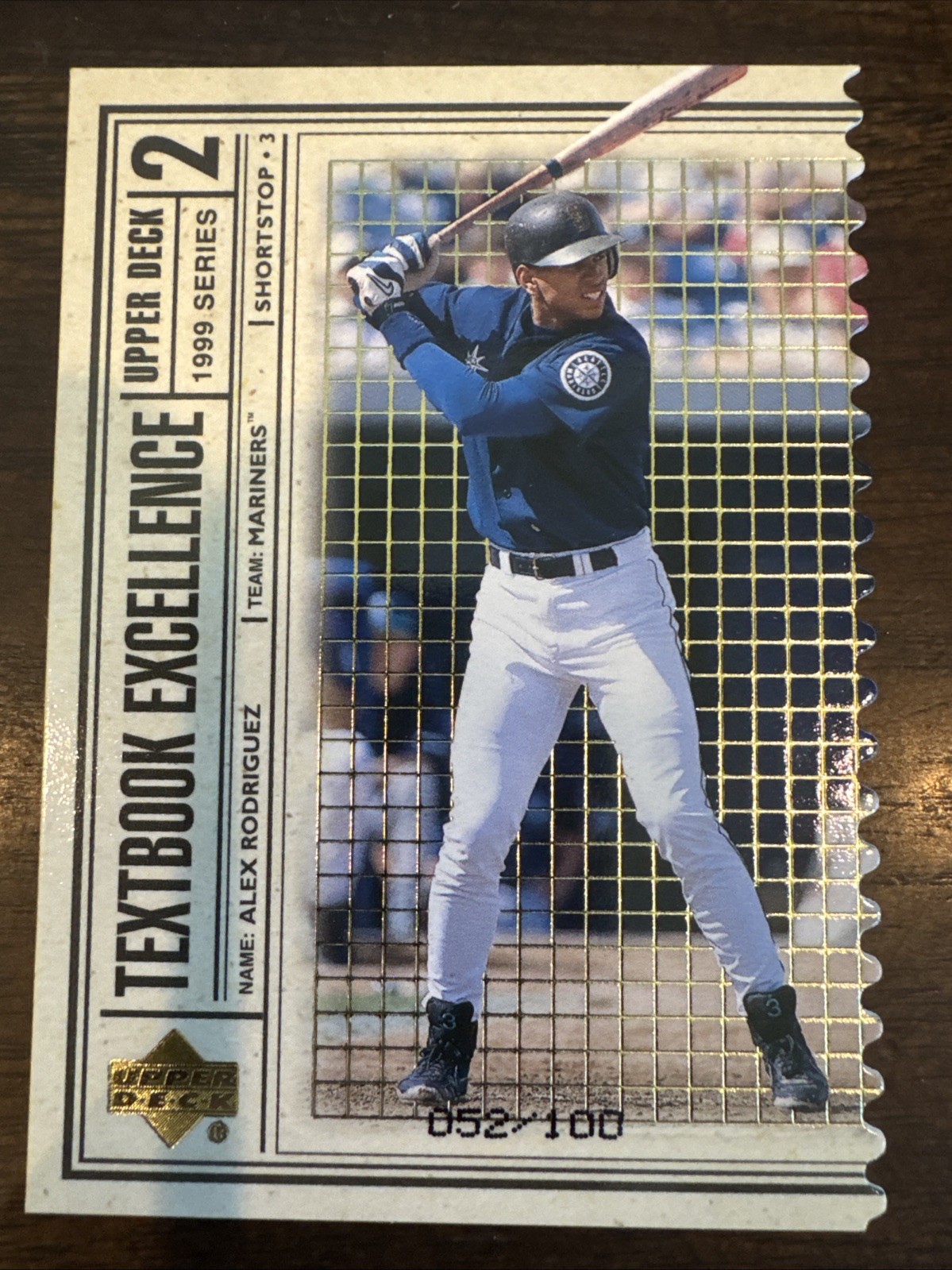 1999 Upper Deck Textbook Excellence Die Cut Triple Alex Rodriguez #T26 52/100