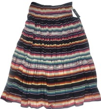 Lauren Ralph Lauren Skirt Sz 6 Black Striped Crinkle Georgette Midi Spanish NWT