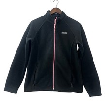 Columbia Fleece Jacket Kids XL Black Pink Good Full Zip Mock Neck XG6002