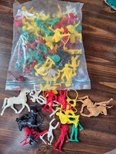 Vintage LOT of 70 Pcs Cowboys Indians Horses Western Plastic Figures Toys