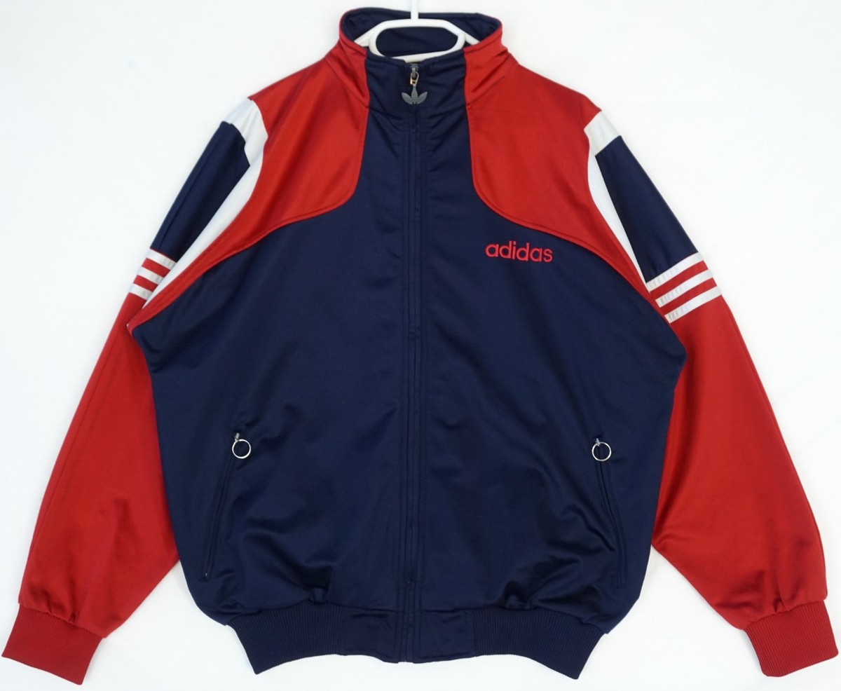 Vintage Adidas 90s Navy Blue & Red Trefoil Logo Track Jacket Men's