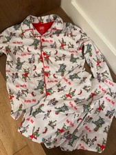 The Grinch "Be Nice" Flannel Kids 2 pc Button Up Pajamas 6/6X Cindy Lou Who NWT