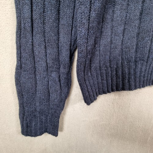 Polo Ralph Lauren Jumper Mens Medium Navy Blue Lambswool Sweater Crew Neck - Picture 6 of 12
