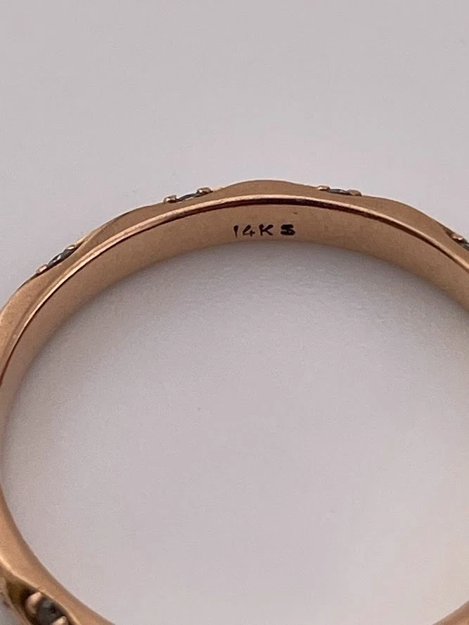 14K ROSE GOLD DIAMOND PAVE 2.4MM BAND RING SIZE 7.5 WEDDING PROMISE 1501 - Image 3 of 4