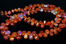 Natural Red Ethiopian Opal Smooth Teardrop Pear Beads 4-12mm AAA Strand