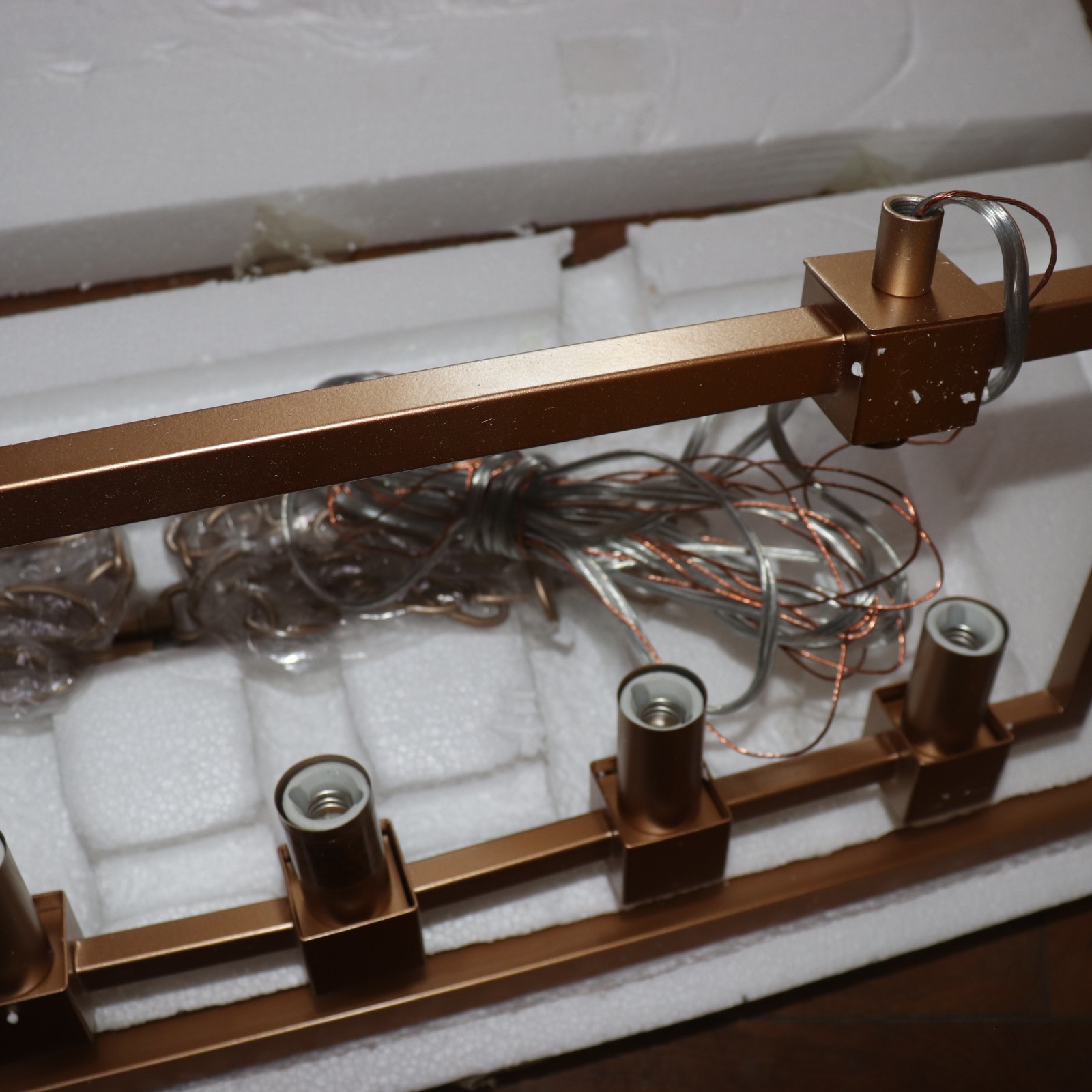 Modern Dining Room Linear Chandelier 5-Light Gold Island with Candlestick Design