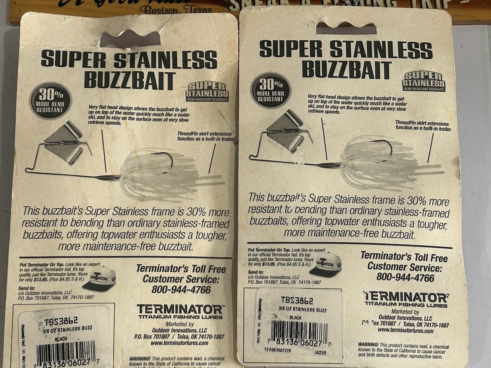 LOT OF 2 TERMINATOR SUPER STAINLESS BUZZBAIT 3/8 OUNCE FISHING LURES NOS NIP - Image 3