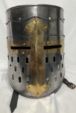 Helmet Medieval Knight Crusader Steel Wearable Costume LARP Halloween Cosplay