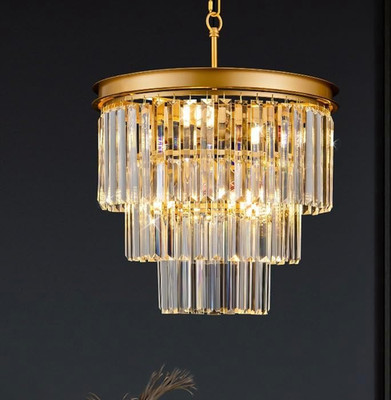 Luxury 15.8'' Gold Crystal Chandelier 6-Light Pendant for Home Decor