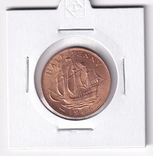 UK GREAT BRITAIN: 1966 HALF PENNY QUEEN ELIZABETH II A/UNC / UNC? COIN #5772