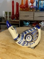 Tonala Mexican Mateos Tostado Mallard Duck Goose Bird Folk Art Signed Figurine