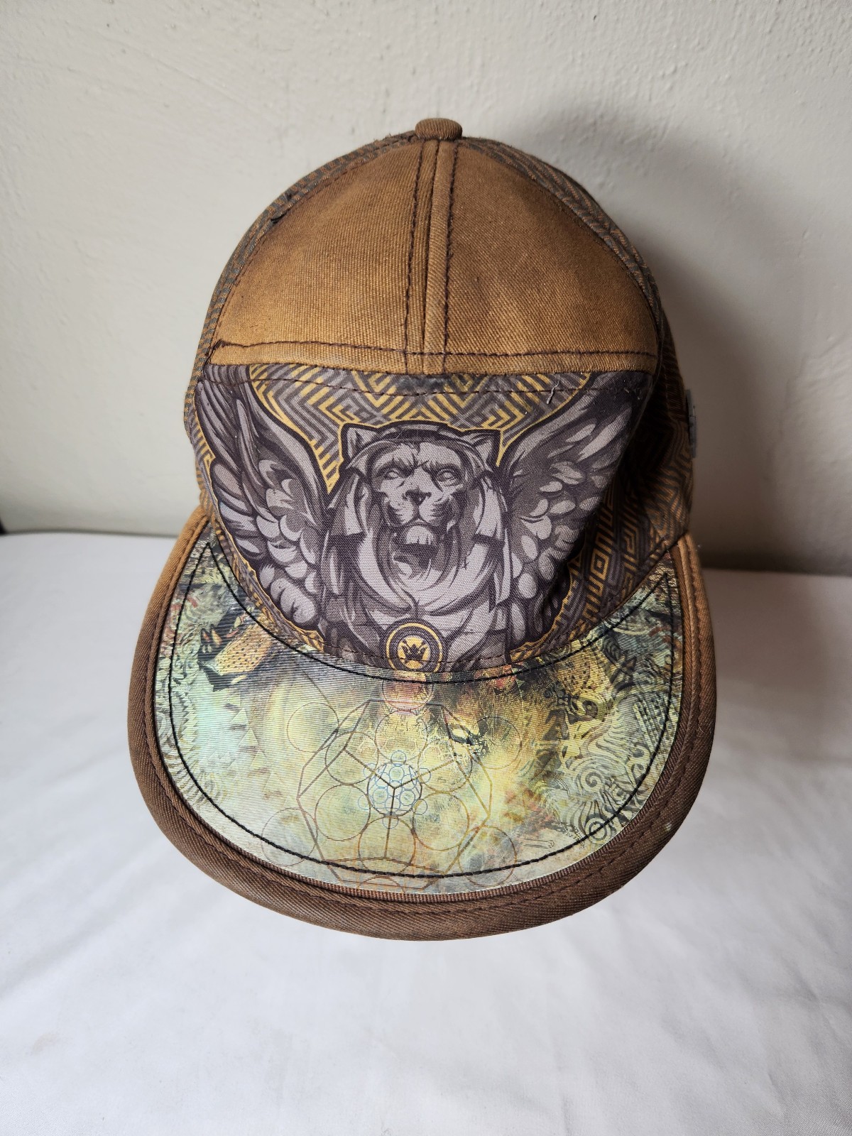 Winged Lion Sacred Geometry Flat Brim Hat Cap