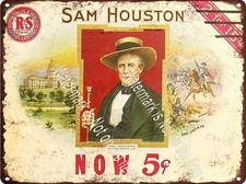 WESTERN AMERICANA TEXAS SAM HOUSTON CIGAR TOBACCO Metal Sign 9x12