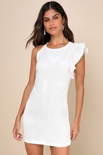Lulus #490 Dinah White One-Shoulder Dress